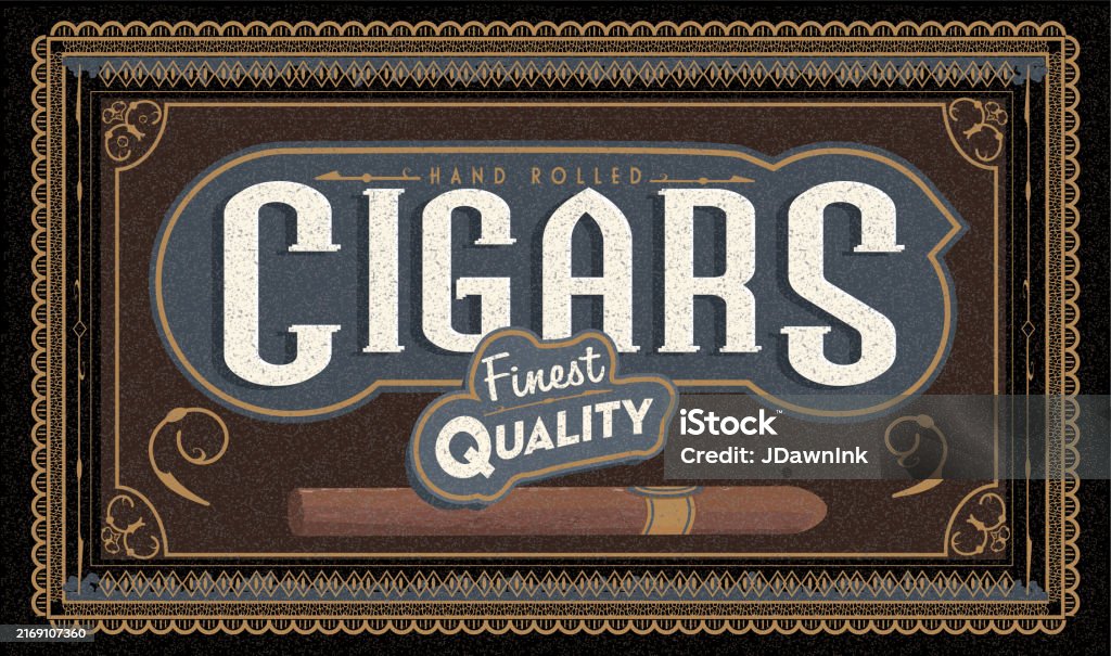 Cigar Box Vector Old Fashioned Cigar Box Label Design With Ornate Frame And Typography ...