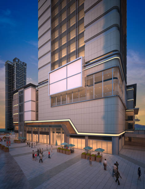 3d render of modern buildings exterior view