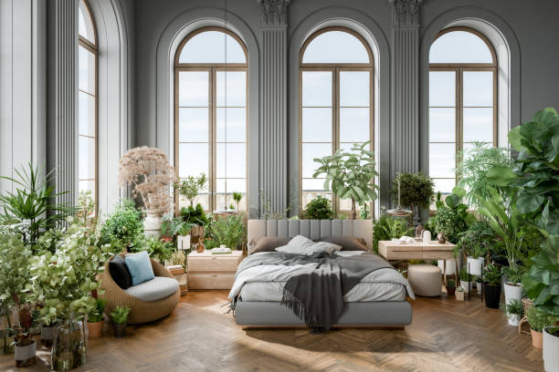 Classic seaside villa bedroom