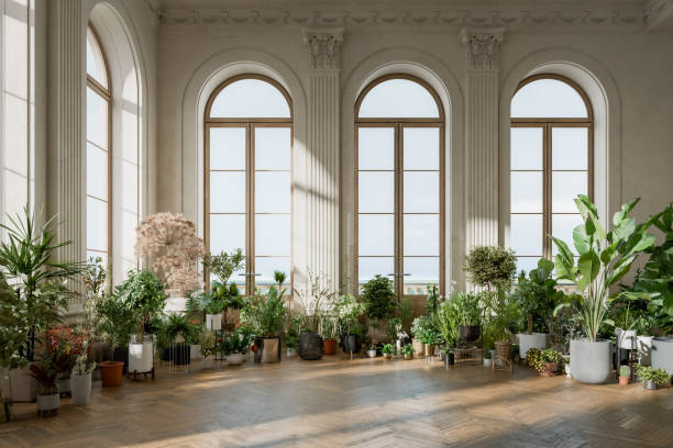 istock Classic empty seaside villa with many house plants 2169113563