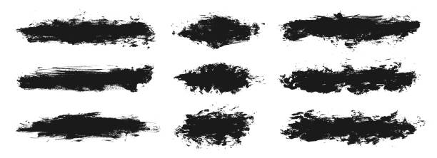istock Black paint brush strokes texture isolated on white background. Dark watercolor set with grunge style. Abstract textured effect bundle. Graphic design element with grungy painted concept for banner, ads, offer, big, mega, or flash sale 2169114794