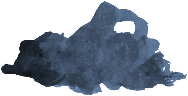 Dark Blue Watercolor Stain: Elegant Cloud-Like Scribble. Eye-Catching Design Element