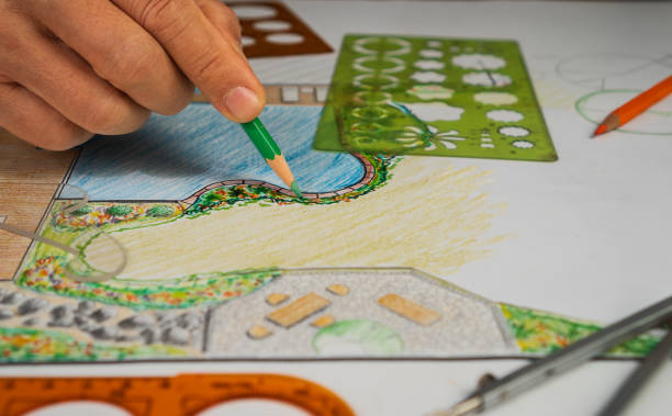 istock Garden design courses student is learning fundamentals garden design and planning. 2169150383