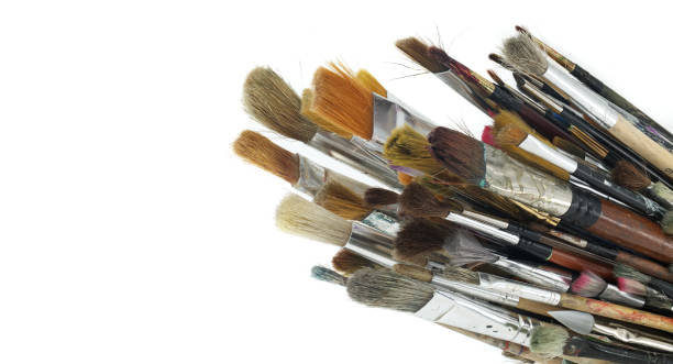 istock Paintbrushes varying sizes and bristle styles with wooden handles 2169152992