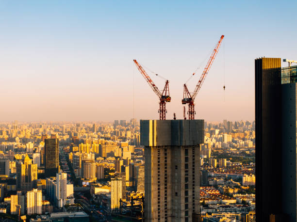 Building site at sunset.