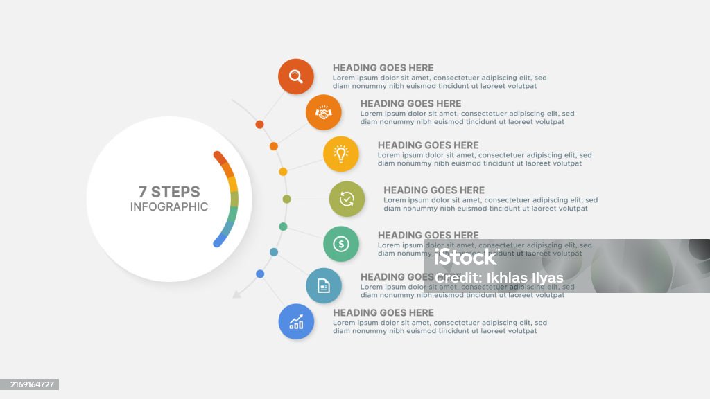 Round Table Infograph Modern Circular Round Infographic Design Template With 7 Data Points ...