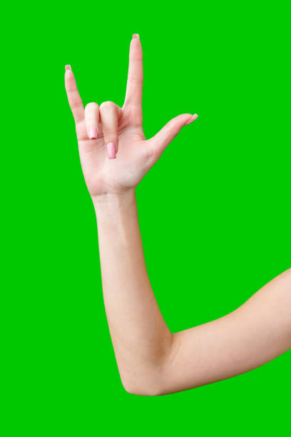 istock Female Hand Making Gesture Against Green Screen 2169171743