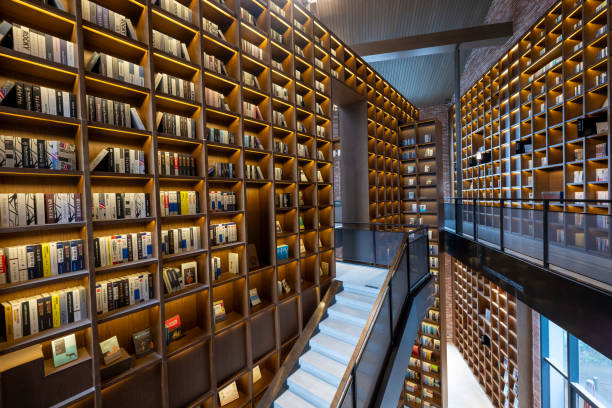 istock A modern library with rows of bookshelves indoors 2169180332