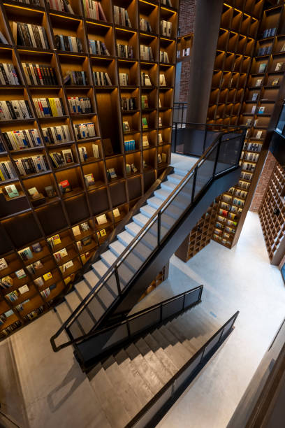 istock Neat bookshelves and three-dimensional steps in modern three-dimensional libraries 2169180342