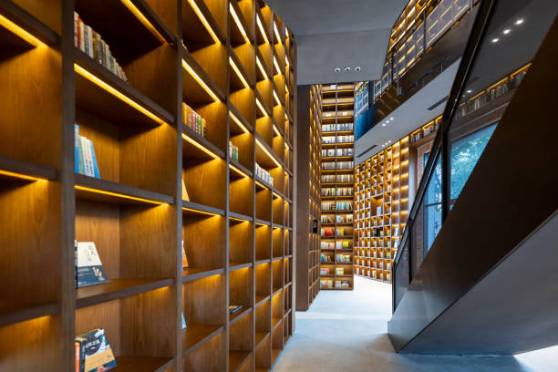 istock A modern library with rows of bookshelves indoors 2169180363
