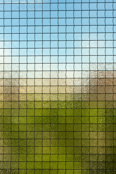 Spain. Textured Frosted Glass with Abstract Color Reflections