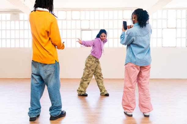Young group of multiethnic hip-hop dancers dancing