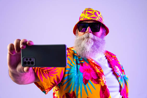 istock Funny senior old man with gray beard portrait in studio 2169194489