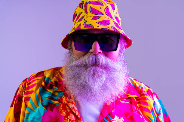 istock Funny senior old man with gray beard portrait in studio 2169194538