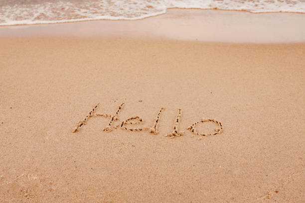 istock the inscription hello  on the seashore with palm trees 2169198498