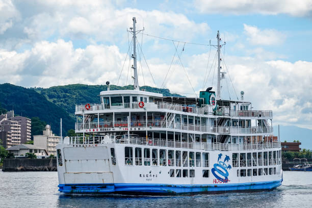 Sakurajima Ferry Terminal at Kagoshima Port along Kinko Bay in Kagoshima City, Kagoshima Prefecture, on a sunny day in July 2024