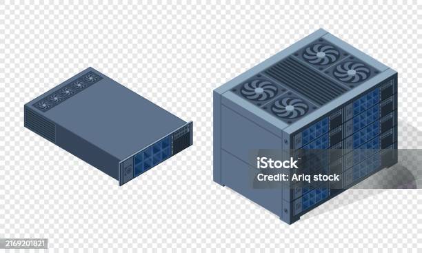 Isometric Server Server Racks Server Boxes Isolated Network Server Room ...