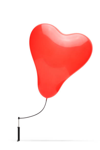 red heart balloon on white background