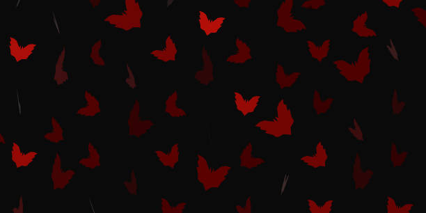 Bat on black background. Pattern for cafe, menu, restaurant. 3d template background. Halloween. 3d render.