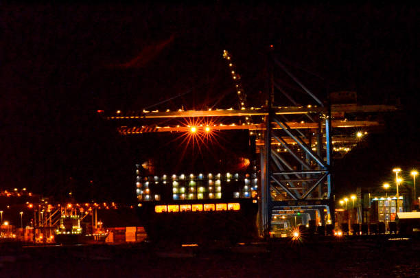 Container ships in the port of New York