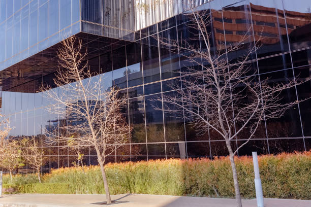 Buildings showing gardens and nature environment for office workers, bringing nature to the urban areas.
