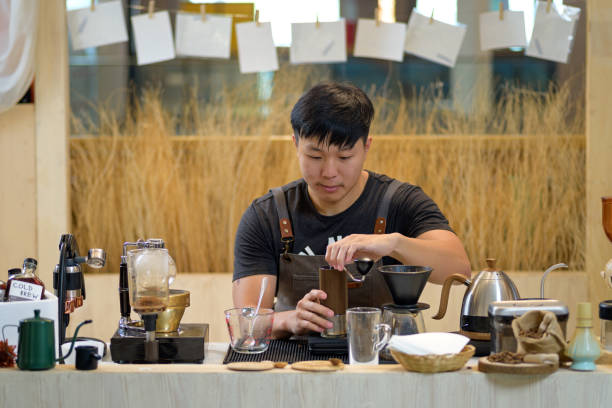 istock barista is preparing equipment for making coffee. 2169231957