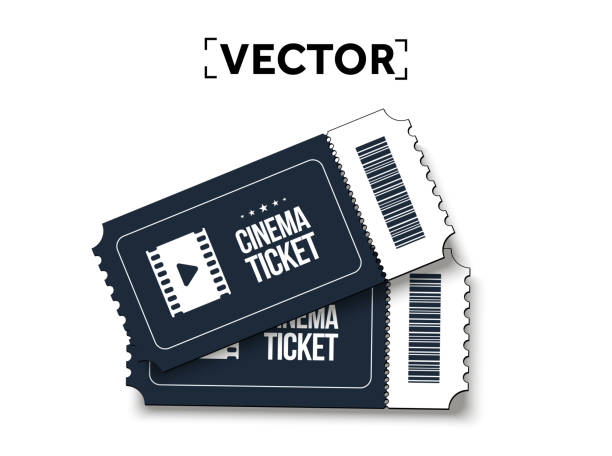 istock 3d couple of special cinema tickets with bar code isolated on white background. 3d black and white movie ticket rendered cartoon style. Vector illustration 2169248865