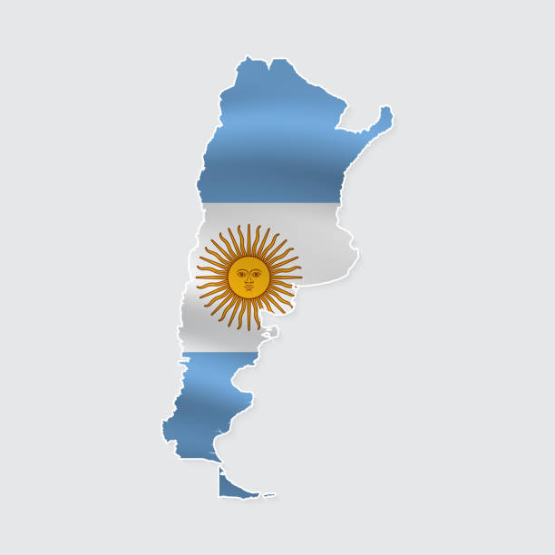 istock Map of Argentina with National Flag on Fabric Surface on White Background 2169255161