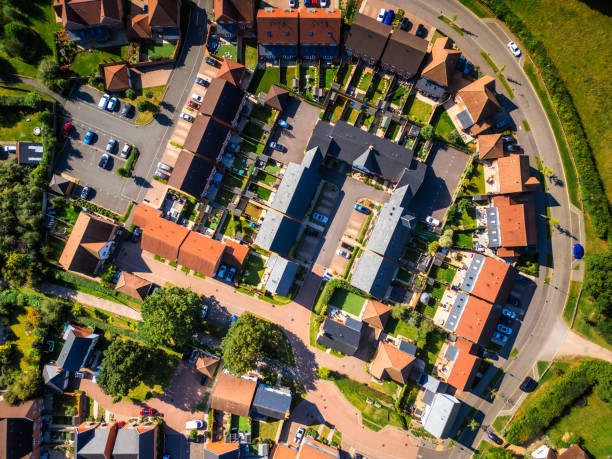 istock Top down aerial view of new housing development 2169255974