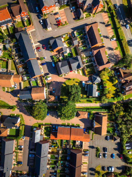 istock Top down aerial view of new housing development 2169256003