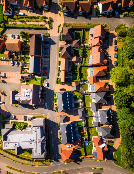 istock Top down aerial view of new housing development 2169256086