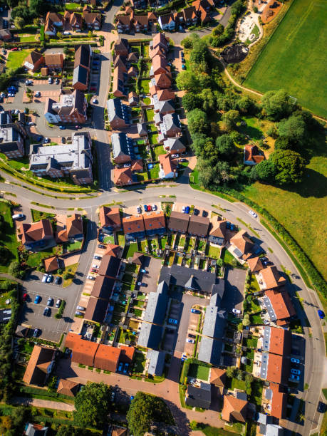 istock Top down aerial view of new housing development 2169256192