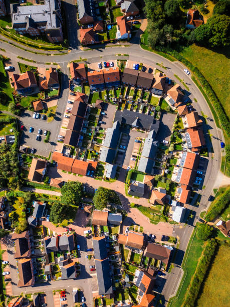 istock Top down aerial view of new housing development 2169256193