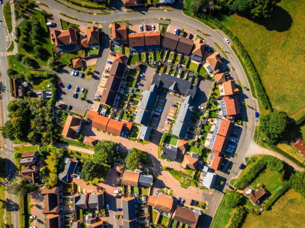 istock Top down aerial view of new housing development 2169256809