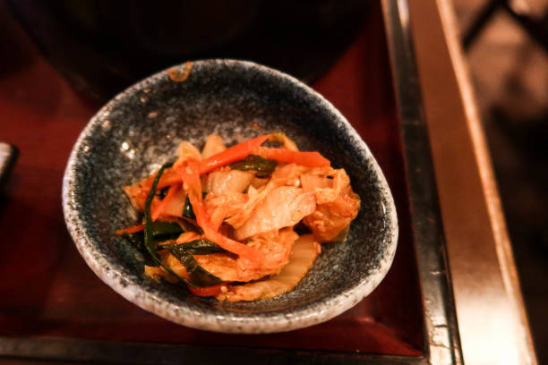 close up of Japanese kimchi preserved fermented vegetables cold dish