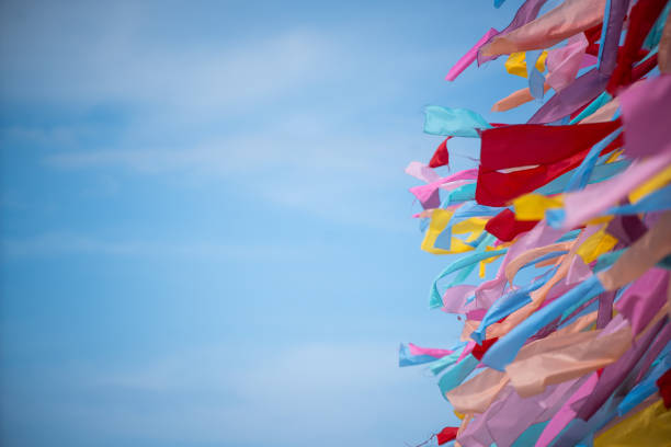 istock Colorful ribbons blown by the wind 2169270644