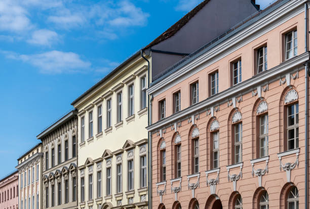Germany, Potsdam, downtown, August 10, 2024 - Old residential builds against sky