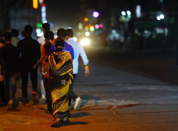 crowd of people walking on road at night Rajasthan, jaipur, India- 26 august 2024