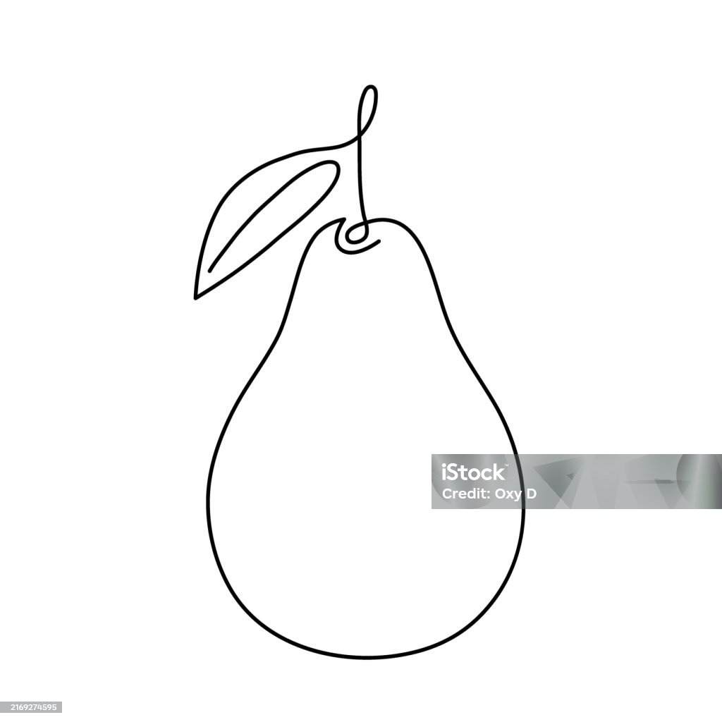 Object Line Drawing Pear Pear Fruit With Leaf Continuous One Line Drawing Line Art Minimalism ...