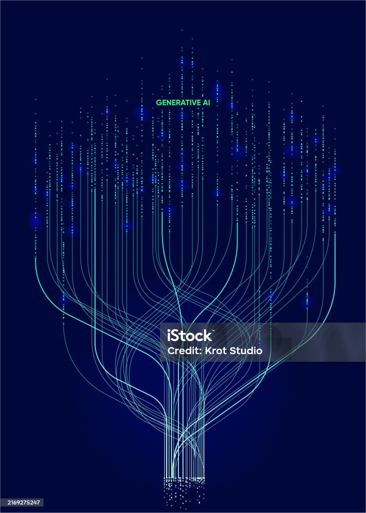 Illustration Of Abstract Stream Artificial Intelligence Big Data ...