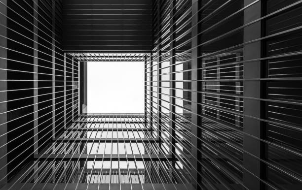 Germany, Hamburg, downtown, August 17, 2024 - Low angle view of modern office building