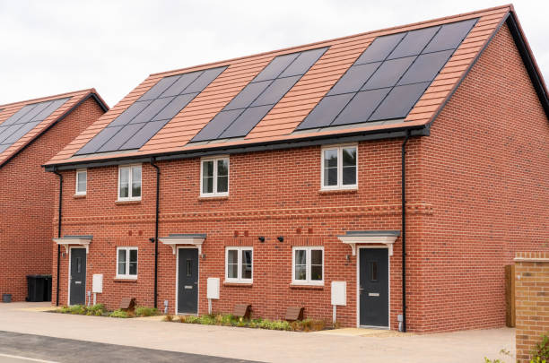 Modern houses with solar panels