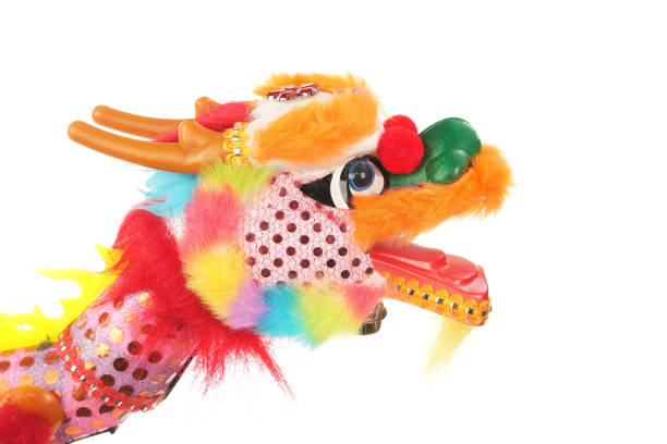 Colourful dragons on a market stall in Singapore Chinatown