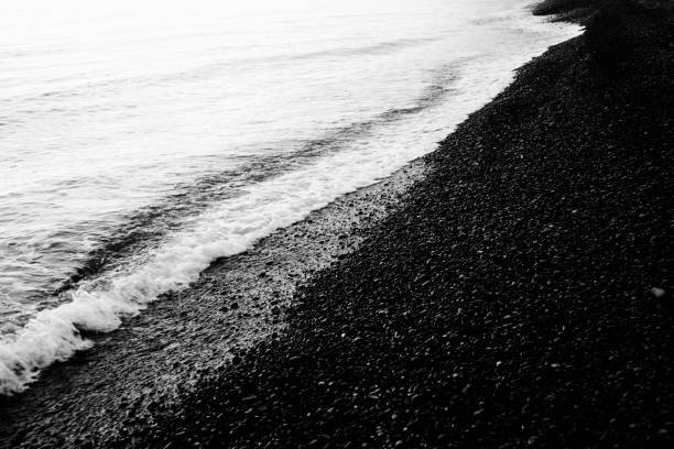 A lonely seashore near the rocks