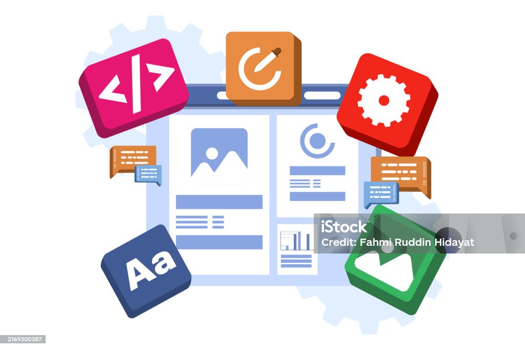 Concept Of Developer Building A Website Frontend User Interface Ui Ux ...