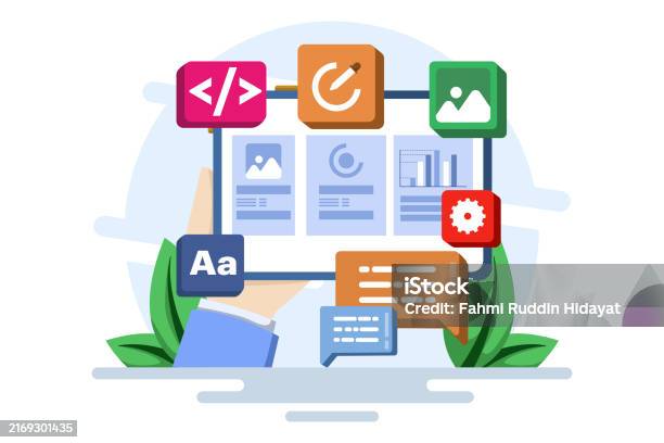 Concept Of Developer Building A Website Frontend User Interface Ui Ux ...