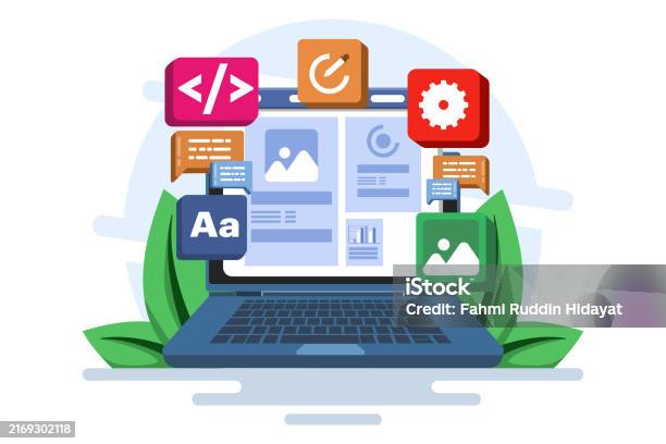 Concept Of Developer Building A Website Frontend User Interface Ui Ux ...