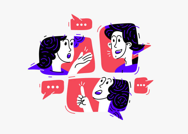 istock Group of young people having a video conference online, vector illustration of online conversation and brainstorming, business and work or webinar. 2169306227
