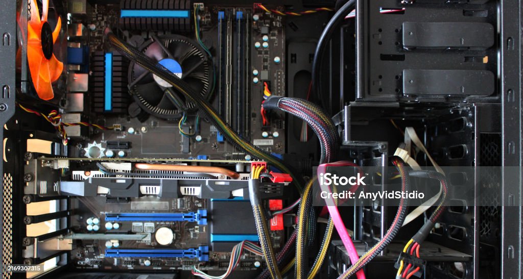 Computer Hardware Mounted Inside A Huge System Unit Stock Photo ...