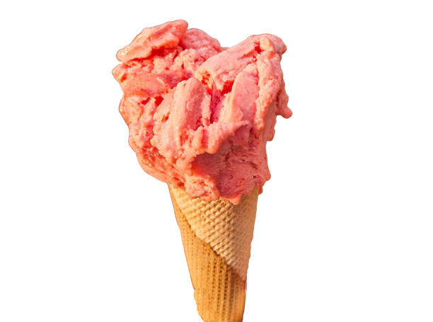 Strawberry ice cream isolated on white background